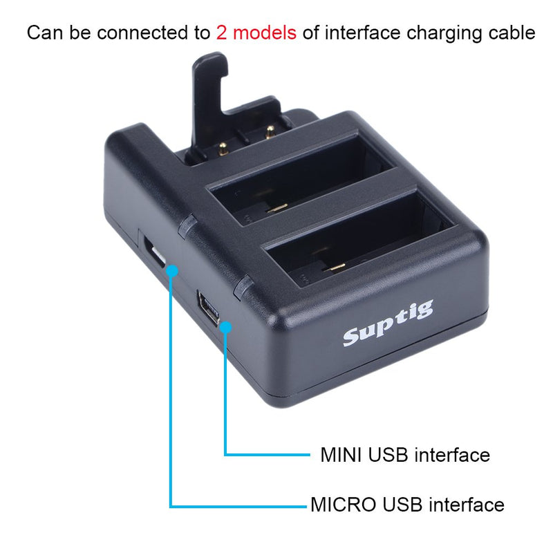 Suptig Battery Charger Triple Charger for GoPro Hero 8 Black Hero 7 Black Hero 5 GoPro Hero 6 Hero 2018 and for Gopro WiFi Remote or Suptig WiFi Remote Charger