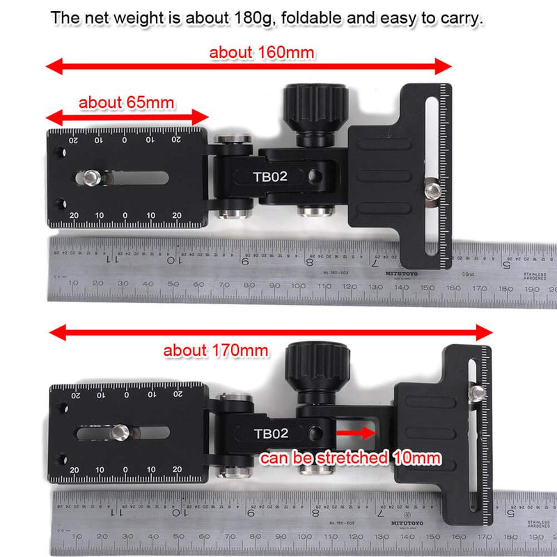 iShoot Metal Foldable Long Focus Lens Support Stand, Retractable Telephoto Zoom Lens Bracket Holder Bayonet Protector with Camera Quick Release Plate Compatible with Arca-Swiss Fit Tripod Head Clamp