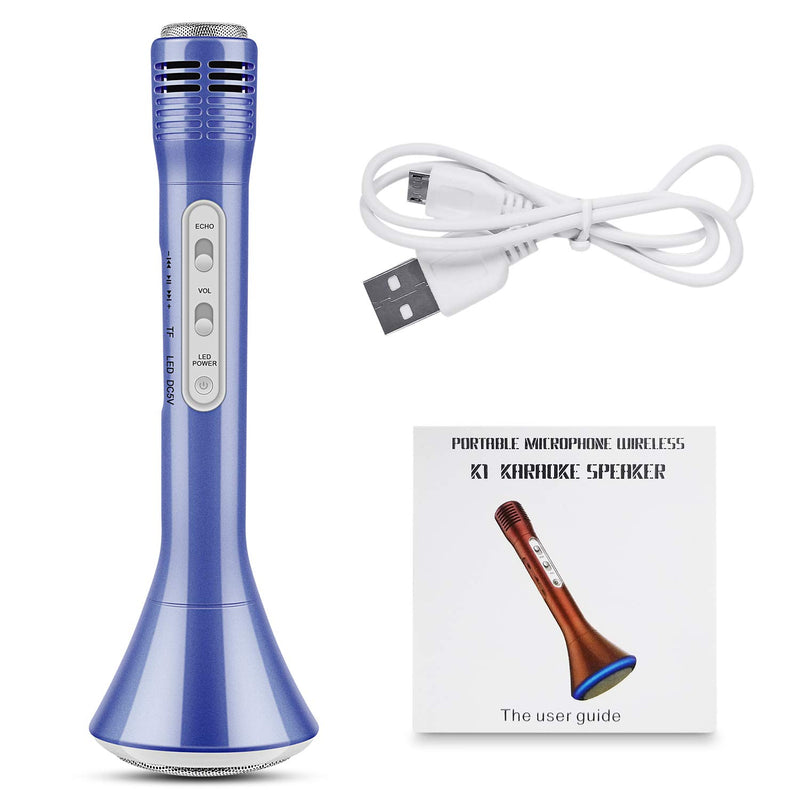 [AUSTRALIA] - Wireless Karaoke Microphone, Kids Microphone with Bluetooth Speaker, Karaoke Mic Portable Karaoke Player Machine for Adult Home Party Music Singing Playing(Blue) Blue 