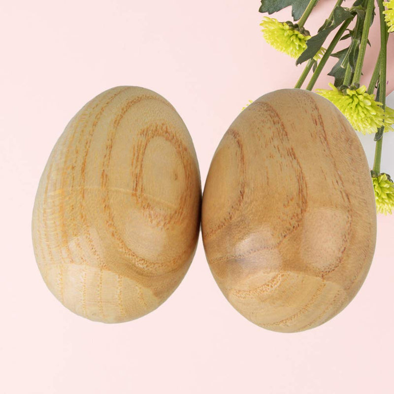 VILLCASE 2pcs Wooden Percussion Musical Eggs Maracas Egg Shakers Percussion Musical Egg Fake Eggs for Children Kids Baby Teens