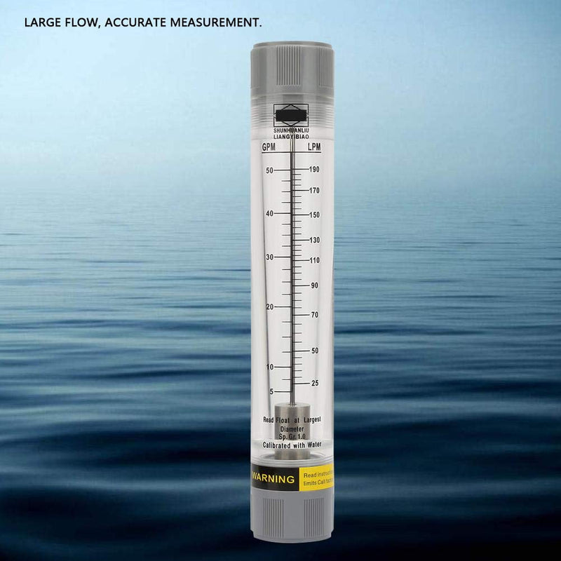 Water Liquid Inline Flowmeter 1" PT Female Threaded, 5-50GPM Clear Acrylic Water Flowmeter with Stainless Steel Float for Pipeline Flow Measure