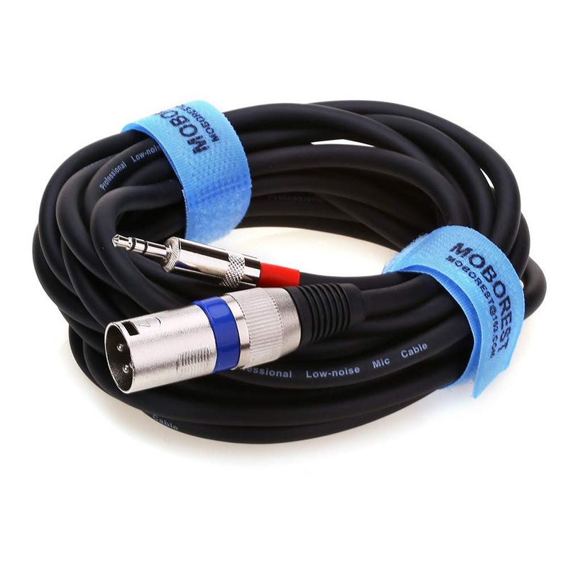 MOBOREST 3.5mm 1/8" TRS Stereo to XLR Male Microphone Cable, Are great for iPhone, iPod, Computer, Video camera, etc, to a single XLR line input on a mixing console, (XLR Male-16Feet / 5Meters) XLR Male-16Feet / 5Meters