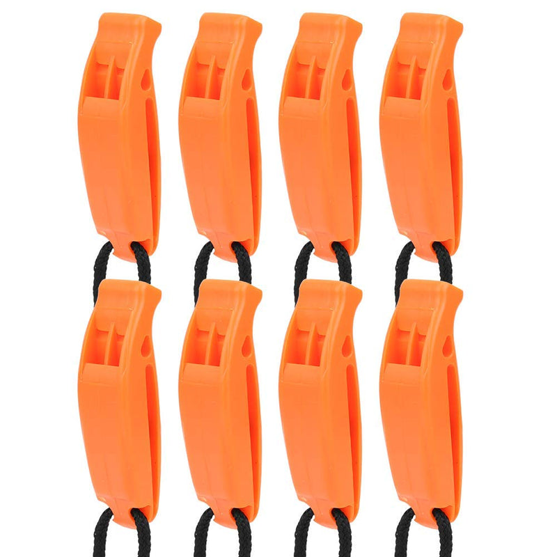 Andraw 100g 8PCS Water Sports Whistle, Plastic Emergency Whistle, 7.2x2x1.5cm KS-923 Outdoor Whistle, For Life Jacket Accessory Group Contact Orange
