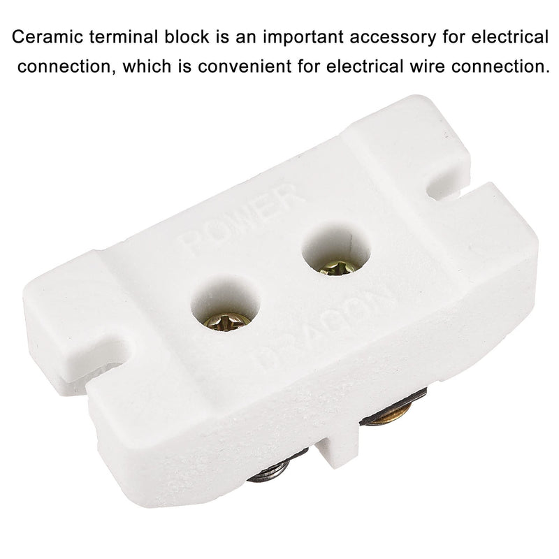 MECCANIXITY Porcelain Ceramic Terminal Block 2 Way High Temperature 56x28x18mm for Wire Connector