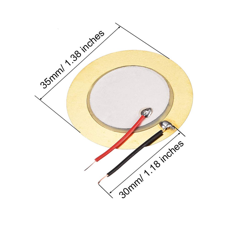 sourcing map 5 Pcs Piezo Discs 35mm Acoustic Pickup Transducer Microphone Trigger Buzzer Drum Guitar