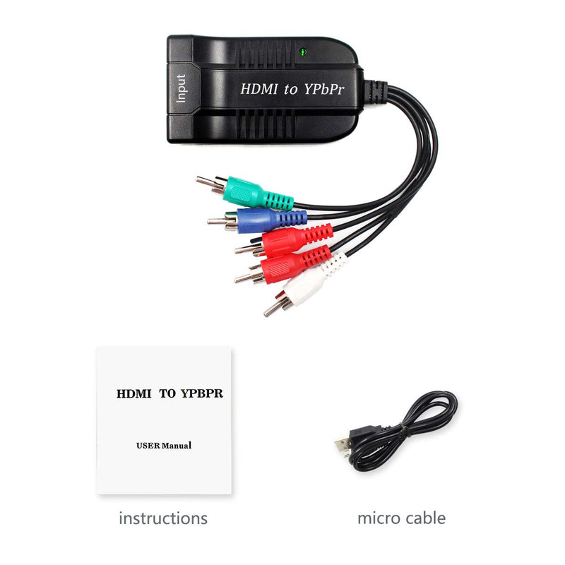 1080P HD Clear HDMI to Scaler Male RGB Component YPbPr Video and R/L Audio Scaler Adapter Converter
