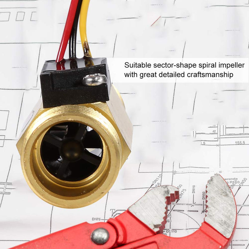 60mm G1/2" Copper Thread Hall Effect Liquid Water Flow Sensor Flowmeter Fluidmeter Liquid Water Flow Switch Meter 1-30L/min
