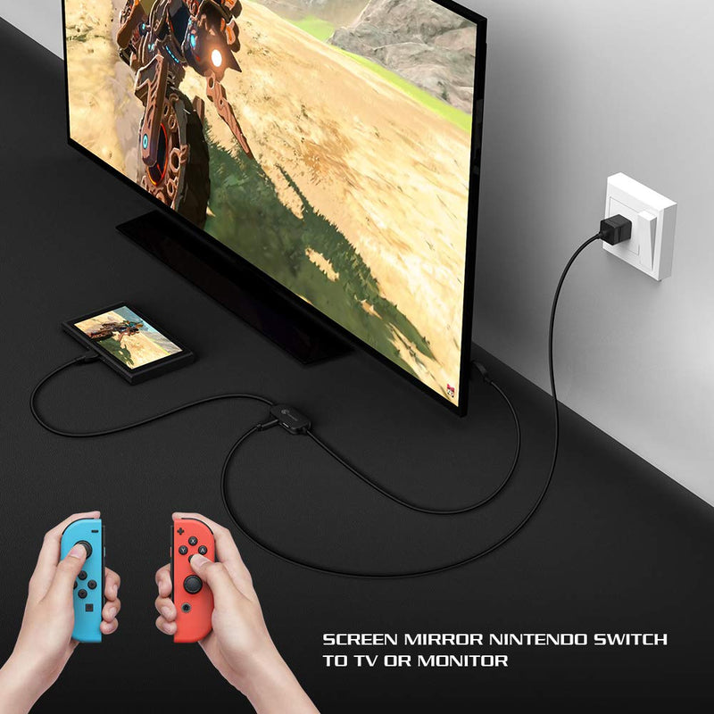 GameSir GTV120 USB-C to HDMI Cable High Speed enables Switch to be Connected to 2.4G Wireless Headphone, GameSir VX, TV or Computer Monitor