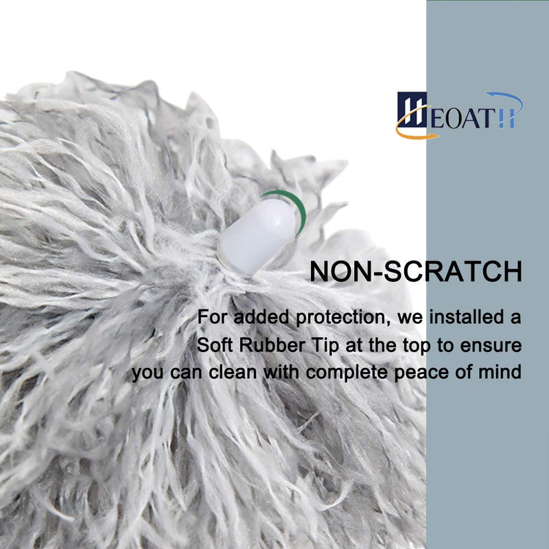 HEOATH Microfiber Feather Duster with Extendable Pole, 30-100 inches Extra Long Cobweb Duster for Cleaning, Bendable Head, Non-Scratch, Washable Duster for Ceiling, Fan, Furniture 100 Inch