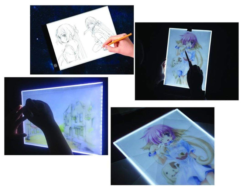 A5 Size Ultra-Thin Portable Tracer White LED Artcraft Tracing Pad Light Box w dimmable Brightness for Painting Artists Drawing Sketching Animation Tracing with Pencils LED pad a5+12color pencil+2pencil+1ruber