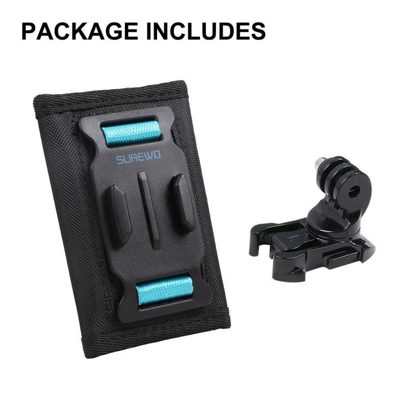 Backpack Shoulder Strap Mount Camera with Adjustable Shoulder Pad and 360 Degree Rotating Base Compatible with GoPro Hero 10 Black, Hero 9/8/7/6/5/4/3+, OSMO Action, Xiaoyi 4K and Most Action Cameras Backpack Shoulder Strap Mount