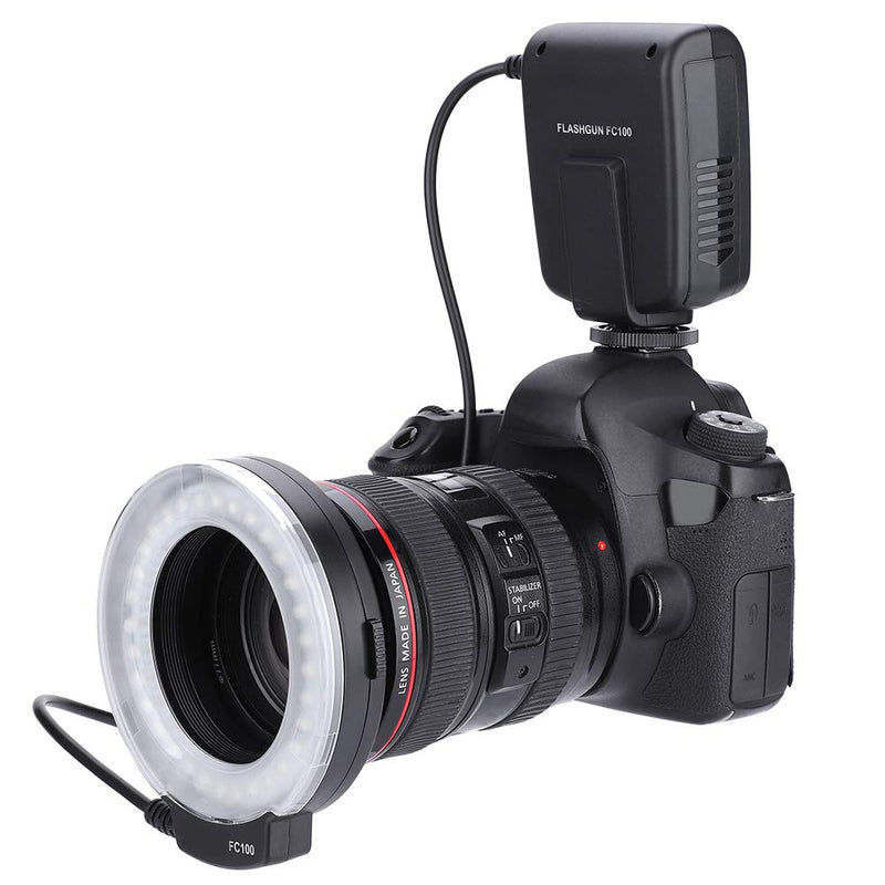 [AUSTRALIA] - for Macro & Ringlight Flashes Macro LED Ring Flash Light Bundle, FC-100 LED Macro Ring Flash Light with Power Control and 8 Adapter Rings for Canon, for Macro Camera Flash Ring Flash for Canon (329g) 329g 