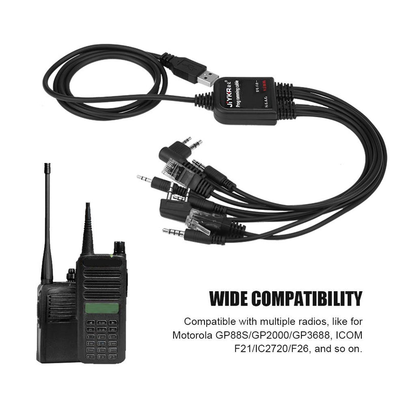 Zerone 8 in 1 USB Programming Cable Multifunctional Compatible for Walkie Talkie Kenwood/QuanSheng/HYT/Motorola/YAESU/ICOM Radio Title