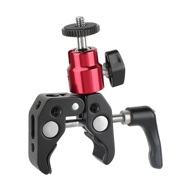 [AUSTRALIA] - CAMVATE Universal Super Crab Gripper Clamp with Strengthened Screw Knob + Adjustable 1/4"-20 Ball Head Support (Red) Holder - 2882 