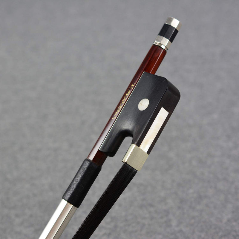 [AUSTRALIA] - Black Horse Hair 4/4 Size Double Bass Bow French Model Wild Tone VINGOBOW 300BFB 72.5cm Brazilwood Stick Ebony Frog Straight Stick Smooth Tuner Easy Rosin Neat Works for High Level Student 