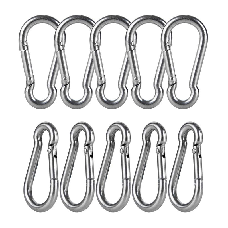 AOWESM Stainless Steel Spring Snap Hook Carabiner - Heavy Duty Carabiners - 304 Stainless Steel Clips (M5 - Set of 10) M5 - Set of 10