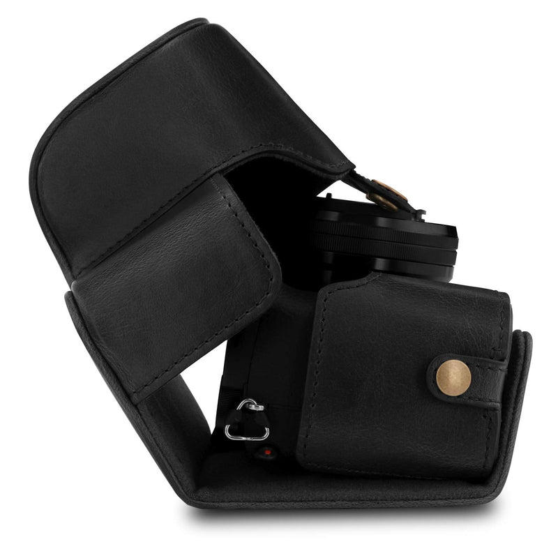 MegaGear Ever Ready Leather Camera Case Compatible with Sony Alpha A6100, A6400 (16-50mm) Black