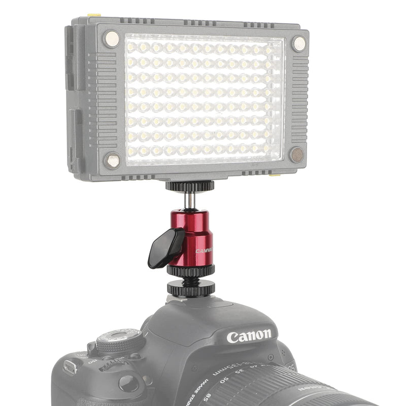 [AUSTRALIA] - CAMVATE Ball Head Support (Red) with Double End 1/4"-20 Threads + Shoe Mount Adapter with 1/4" Lock Nuts - 2881 