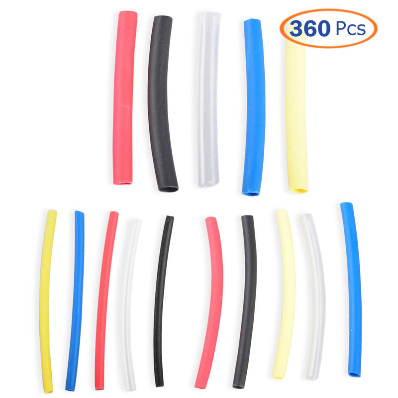Heat Shrink Tubing Kit, Conwork Assorted 2:1 Heat Shrinking Tube Wire Wrap Cable Sleeve Set (360Pcs, 5 Colors)