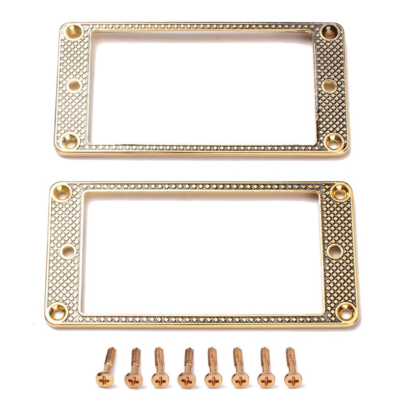 Alnicov 2 Pcs Curved Bottom Humbucker Pickup Ring Set for Epiphone Guitar Accessories,Gold