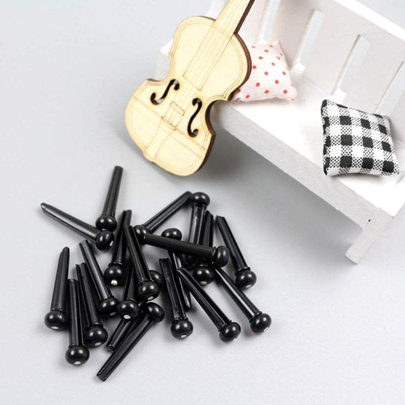 MOVKZACV 24pcs Acoustic Guitar Bridge Pins Pegs, for String Peg Guitar Parts Replacement, Durable Guitar Bridge Pins Pegs(White+black) White+black