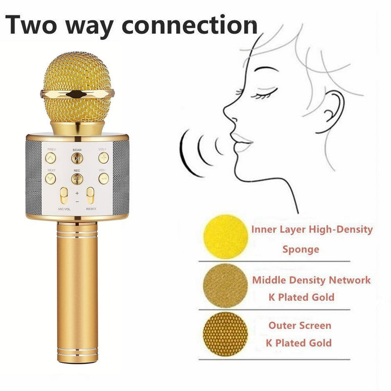 [AUSTRALIA] - Wireless Bluetooth Karaoke Microphone, Portable Karaoke Machine for Kid Birthday Party Christmas, Best Gifts Toys for Girls Boys Gold 