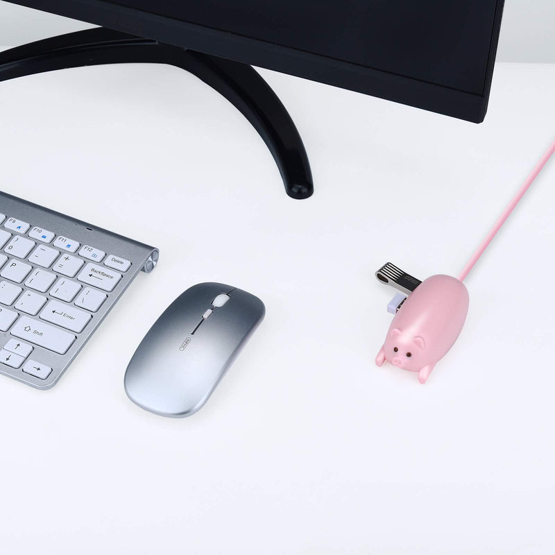 Cute USB Hub, JoyReken Pink Mom Pig USB Hub with 3 Piglet Decoration Lids, Great Gifts for Pig Lovers Cute Pig Stuff Pig Decorations Animal Hub Pink Computer Accessories