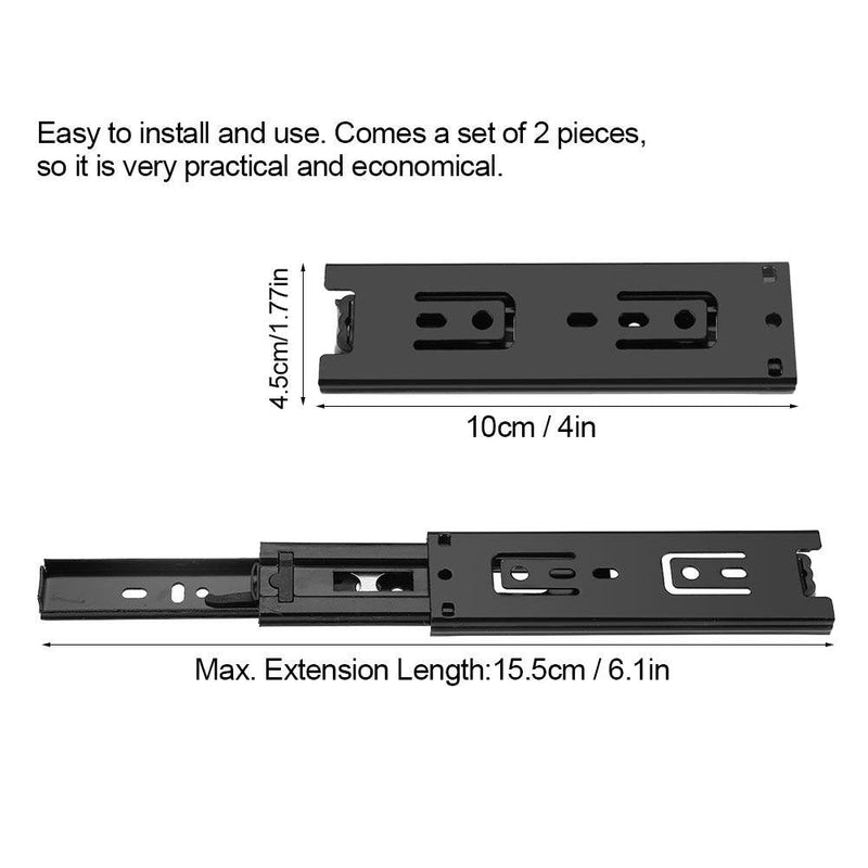 2pcs Hardware Ball Bearing Side Mount Drawer Slides,Mini Short Drawer Slides,Furniture Guide Rail,Full Extension Kitchen Cupboard Hardware(4in) 4in
