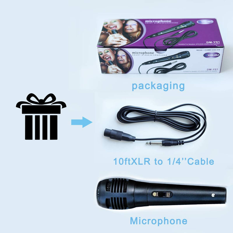 [AUSTRALIA] - Wired Dynamic Karaoke Microphones, Handheld Wired Uni-Directional Kids Microphone for Singing, Tiny Microphone with 10ft XLR to 6.35mm Audio Cable for Stage Karaoke Speech Wedding Indoor Outdoor Use Black 