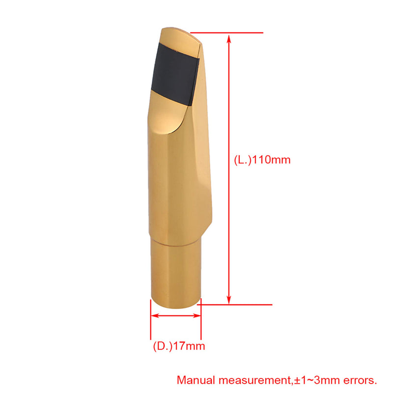 Yibuy Golden Copper Golden-plated 7# B-Flat Sax Mouthpiece with Square Ligature for Tenor Saxophone