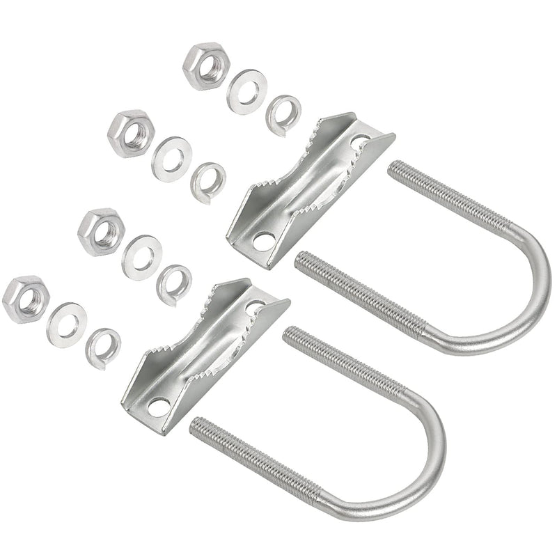 XRDS-RF Antenna Mount Clamp U-Bolt 2 PCS, Stainless Steel Antenna Mast Clamp V Jaw Block with U Bolts for Outside Home Antenna