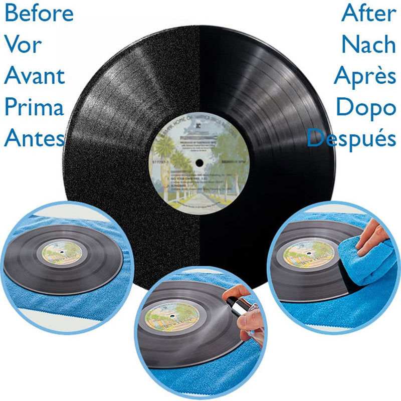 Professional LP Record Cleaner Solution : Antistatic Vinyl Record Restoration & Cleaning Kit (250ml) with Stand, Supersoft Microcloths & Stylus Cleaner Fluid. Enjoy Click Free, Crystal Clear Sound.