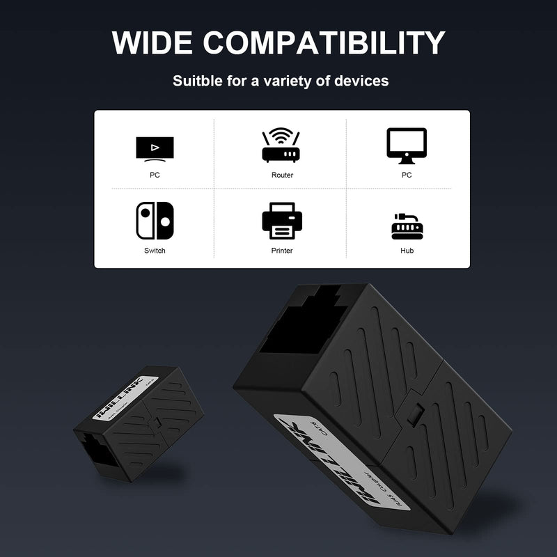 [AUSTRALIA] - iwillink RJ45 Coupler, Ethernet Coupler, RJ45 Connector for Cat5e/Cat6/Cat7 Ethernet Cable, Extender Adapter Female to Female, 10-Pack Black 