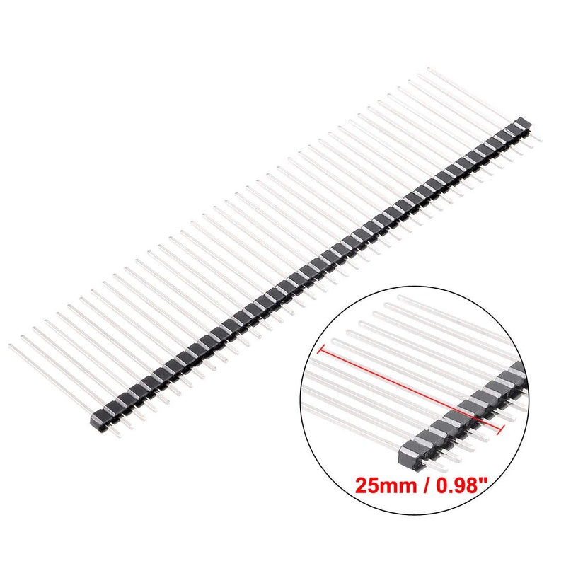 uxcell 30Pcs 2.54mm Pitch 40-Pin 25mm Length One Row Straight Connector Pin Header Strip for Arduino Prototype Shield