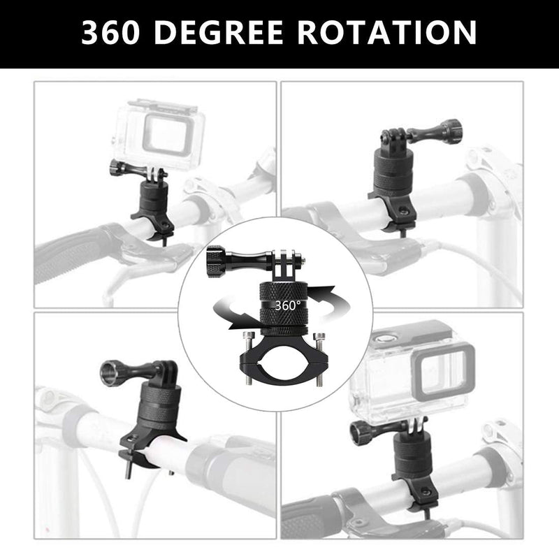 ParaPace Mountain Bike Mount for GoPro Hero 10/9/8/7/6/5s/5/4s/4/3+, 360 Degree Rotation Aluminium Bike Handlebar Holder Bicycle Rack Adjuster for Action Camera DJI Xiaoyi CASIO(Black) black