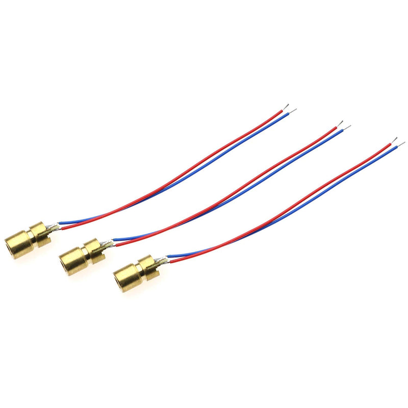 RLECS 10-Pack 3.3V 650nm Mini Small Red Laser Dot Diode Module 6mm Dia Copper Head 5mW