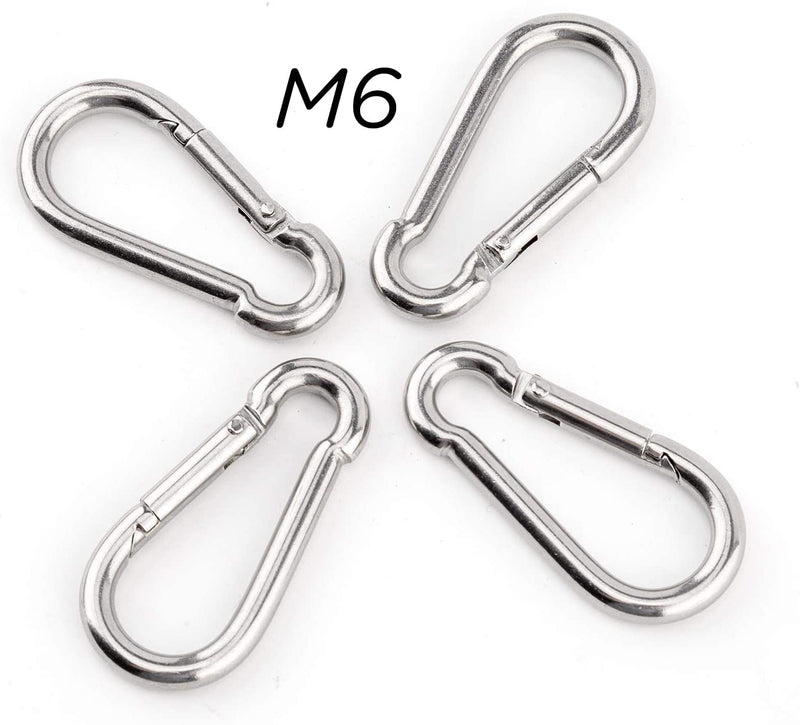 AIEX 5pcs Carabiner Clip Stainless Steel Heavy Duty Spring Snap Hook for Travel, Camping, Hammock, Hiking, Dog Leash(297Lbs)
