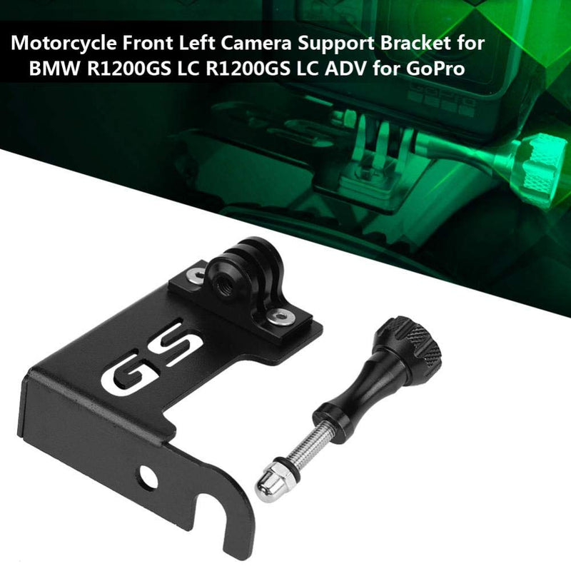 Motorcycle Front Left Camera Support Bracket Go Pro Side Camera Bracket Stand for R1200gs Lc R1200gs Lc Adv(Black) Black