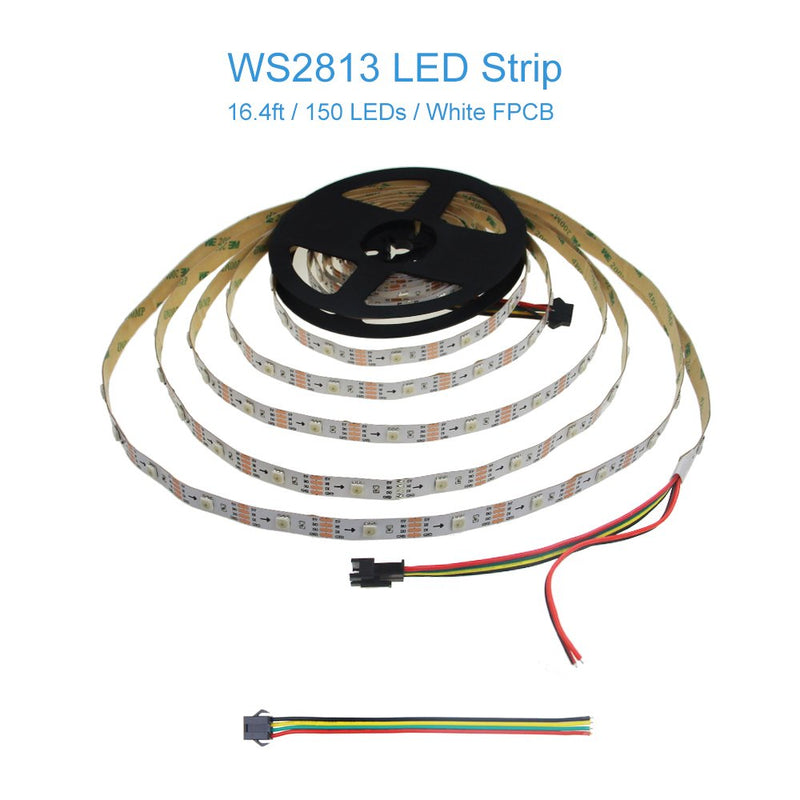 [AUSTRALIA] - ALITOVE WS2813 Upgraded WS2812B Individually Addressable Programmable RGB LED Strip Pixels Light 16.4ft 5m 150 LEDs Signal Break-Point Continuous Transmission Not Waterproof White PCB 5V DC 