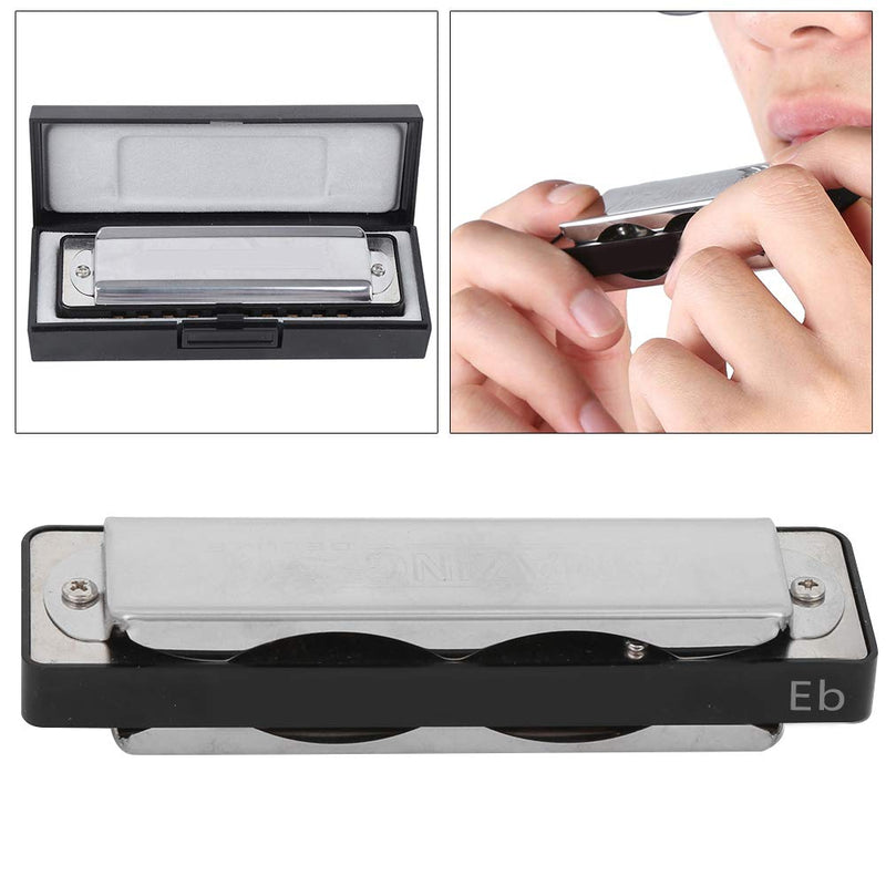 Harmonica Key of Eb 10 Holes Blues Harmonica Mouth Organ with ABS Resin Comb for Professional Performance,Beginner, Students (Black) Black