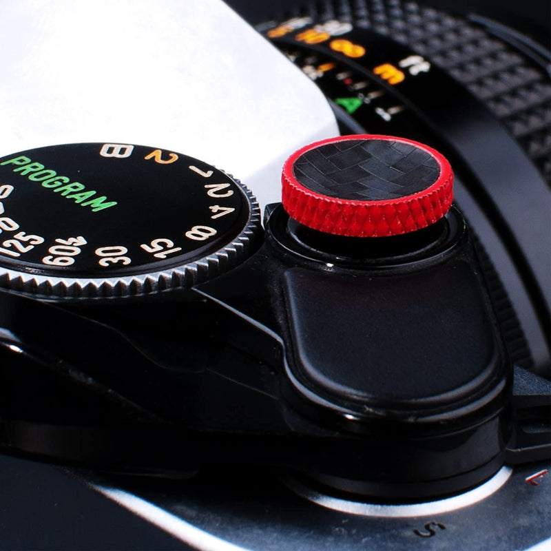 (2 Pack) PIBIETTN Camera Shutter Button, Copper Soft Shutter Release Button Compatible with Fujifilm Fuji Sony Leica Camera Release Button(Imitation Carbon Fiber Red)