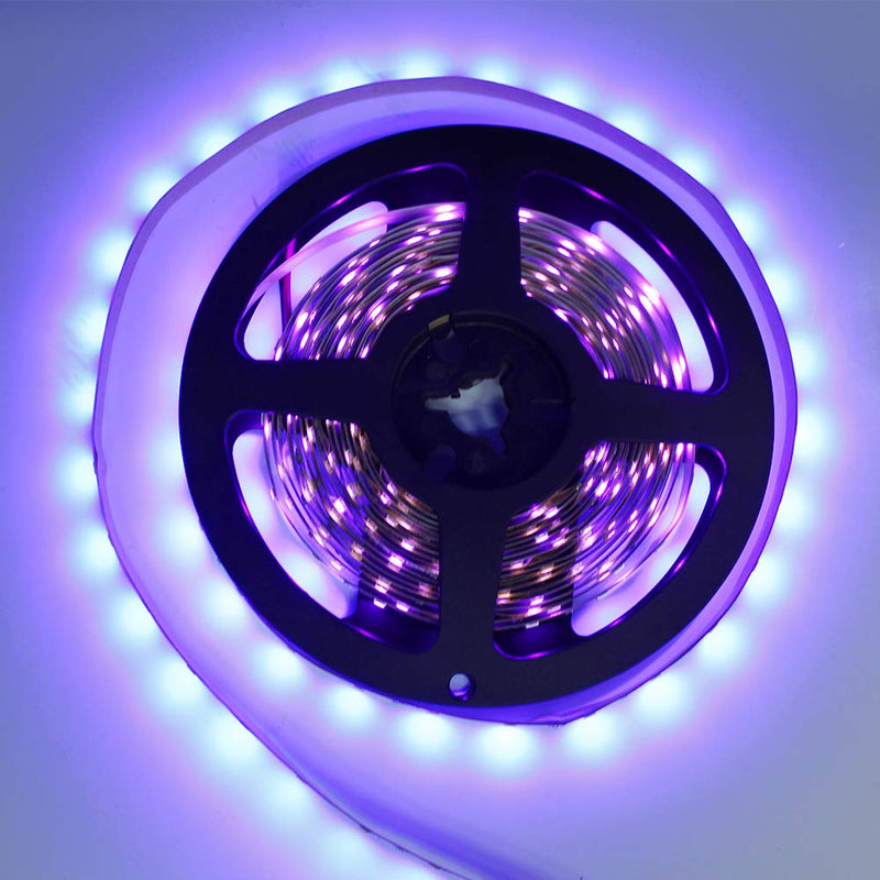 [AUSTRALIA] - 24W UV LED Strip Light Kit, 395nm-405nm Black Light, Non-Waterproof, 16.4FT 300LEDs Purple Lighting LED Strip with Power Supply for Grow Party, Fluorescent, UV Body Paint, UV Poster 