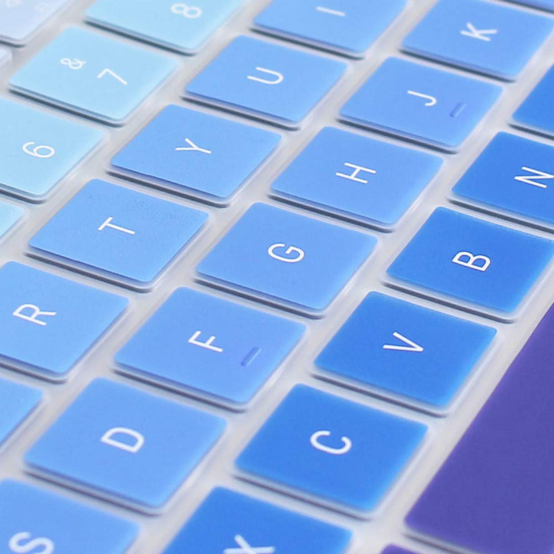 ProElife Blue Gradient Keyboard Cover Ultra Thin Keyboard Protector Skin for MacBook Pro with Touch Bar 13-inch 15-inch (Model A2159, A1989, A1990, A1706, A1707) (2019 2018 2017 2016) (Ombre Blue) For Touch Bar 13-Inch 15-Inch Ombre Blue