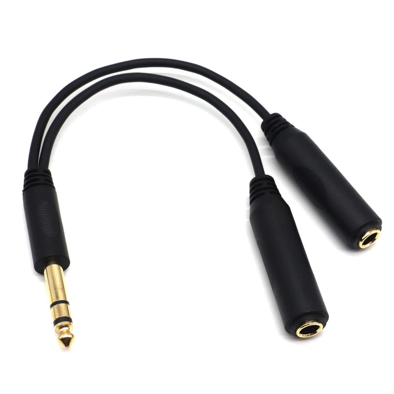 SiYear 6.35mm 1/4 inch Male Plug Stereo to 2 Dual 1/4 "TRS Female Jack Connector Audio Speaker Cable, Y Splitter Adapter Cable (20CM / 8Inch) 6.35M-TRS-2x6.35F