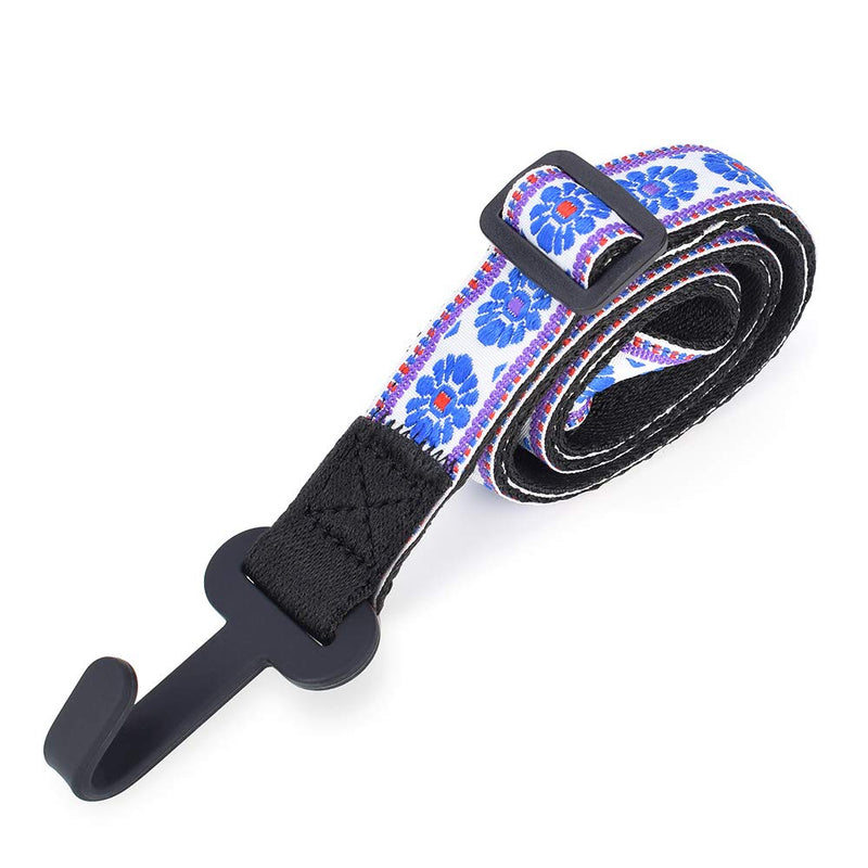 CLOUDMUSIC Ukulele Hook Strap Strap Button Free For Soprano Concert Tenor Baritone（Blue Pattern In White） Blue Pattern In White