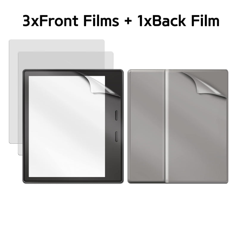 GuardV Film for Kindle Oasis - 3 x Screen + 1 x Back Protector Total 4 x Packs - Low Glare and Anti Fingerprint Matte Film