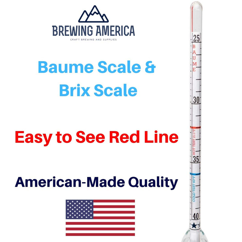 Maple Syrup Hydrometer Density Meter for Sugar and Moisture Content Measurement for Consistently Delicious Pure Syrup – Made in America - BRIX & Baume Scales - Easy Read Red Line Calibrated