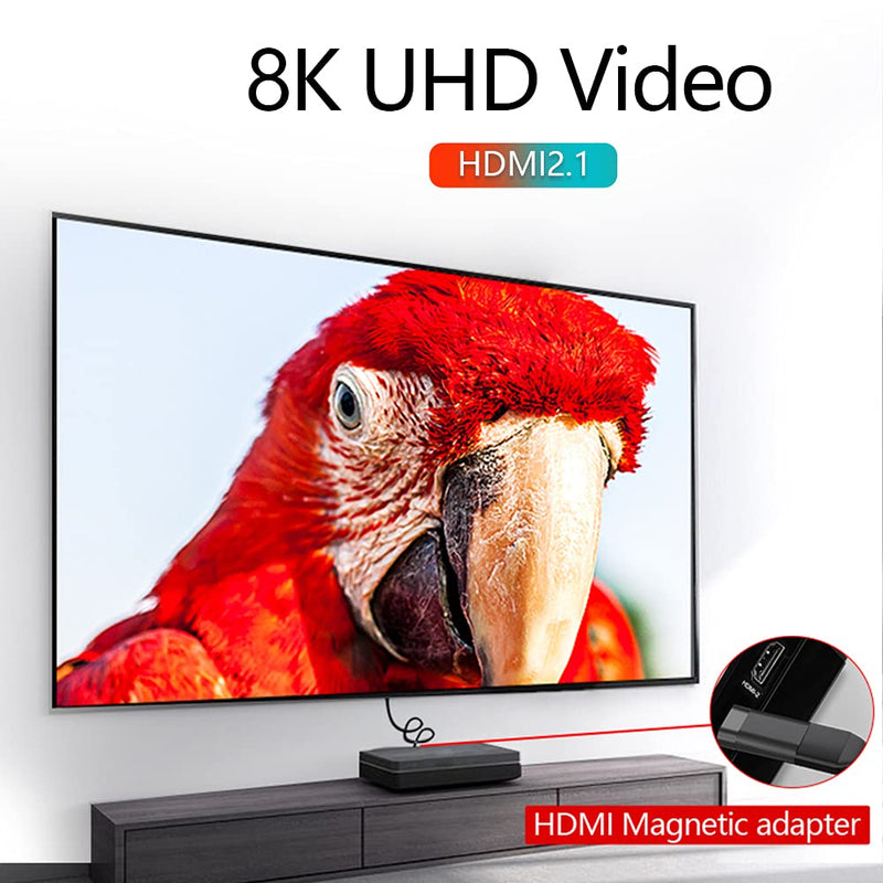 AUCON Magnetic HDMI to HDMI Converter 2.1 HDMI Adapter 8K UHD Video Compatible with Computer Smart Box Monitor TV Projector