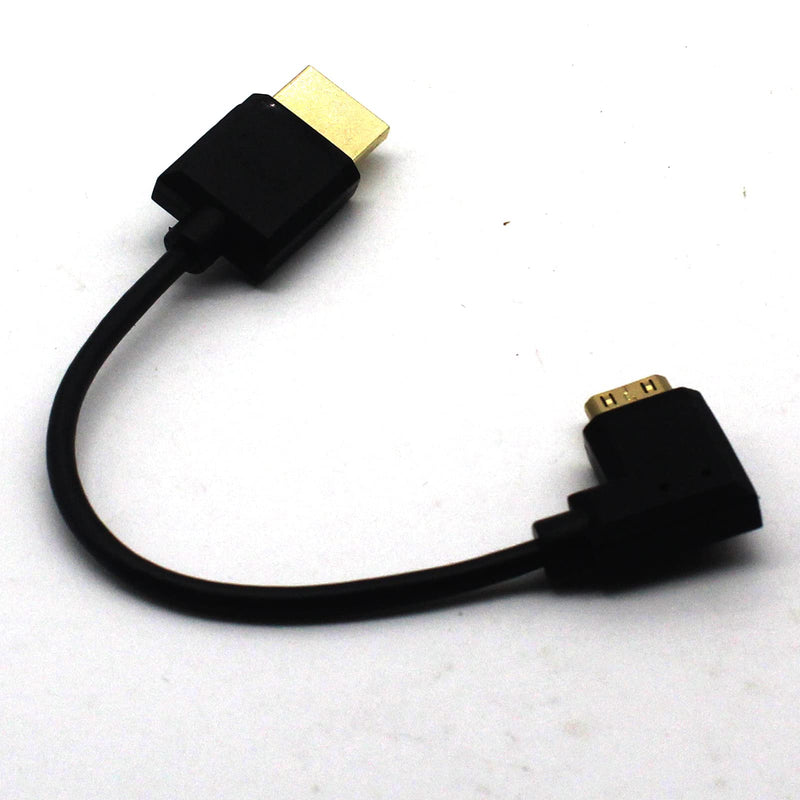 LOKEKE 4K Mini HDMI to HDMI 2.0 Cable Cord, Standard HDMI Male to 90 Degree Right Angle Mini HDMI Male Cable Adapter 4K*2K@60Hz Ethernet 3D Audio Return(0.15M, Right Angle) 0.49FT