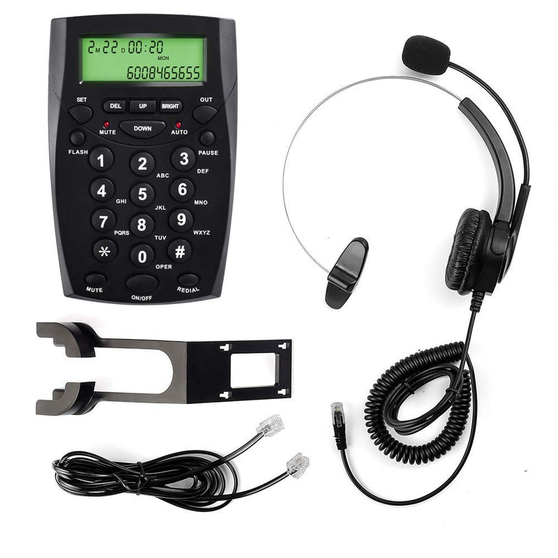 Call Center Telephone with Headset, MCHEETA Phone with Noise Cancellation Headset and Dialpad Black-2